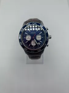 ROTARY GS03021/05 MENS AVIATOR CHRONOGRAPH TACHYMETER BLUE DIAL WATCH - Picture 1 of 3