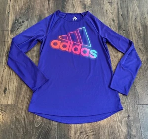 GUC ADIDAS Girl's Long Sleeve Athletic Climalite Purple Shirt, Size: XL 14/16 - Picture 1 of 8