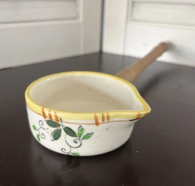 Ladle with Wood Handle Floral Hand Painted Design Decor Vintage Porcelain - Image 1 of 4