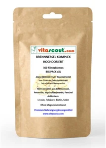Pflanzlicher BRENNNESSEL KOMPLEX - 360 Filmtabletten vegi Entwässerungstabletten - Bild 1 von 3