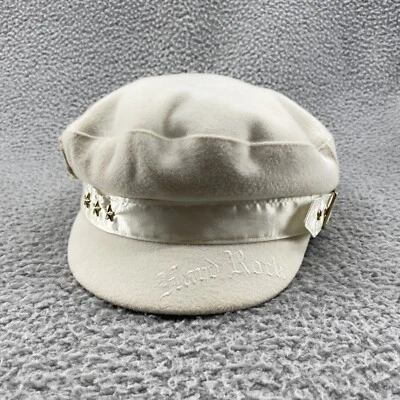 Hard Rock Cafe Hat Wool Authentic Biker Captain Military Off White Gold Cap - Image 1 of 4