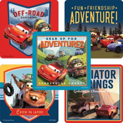 Cars Stickers x 5 - Disney Cars - Lightning McQueen - Cars Birthday Party Mater - image 1 of 4