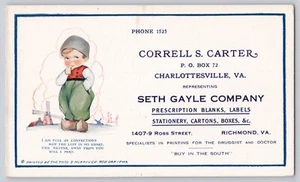 Vtg Ink Blotter Correll S Carter Seth Gayle Co Charlottesville Richmond VA - Picture 1 of 2