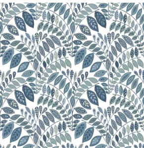 Fiddlehead Blue Botanical Wallpaper A-Street Prints FD25144 56 Sq Ft NEW - Picture 1 of 4