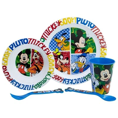 Disney Mickey Maus Kinder Geschirr-Set 5 teilig Becher Teller Schüssel Besteck - Bild 1 von 3