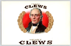 Antique Henry Clews Sterling Character Original EMB Unused Cigar Box Label 10x6" - Picture 1 of 5