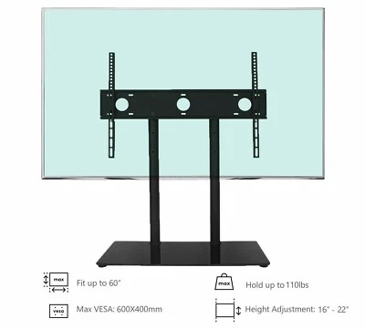 WALI TABLETOP TV STAND BLACK GLASS BASE ✪NEW✪ 32-60 In LCD LED MONITOR TVDVD-2 - Image 1 of 4