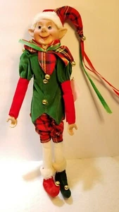NWT 20" Santas ELF- Elves Poseable Figurine CHRISTMAS Arlequin Red/Green by CSF - Picture 1 of 12