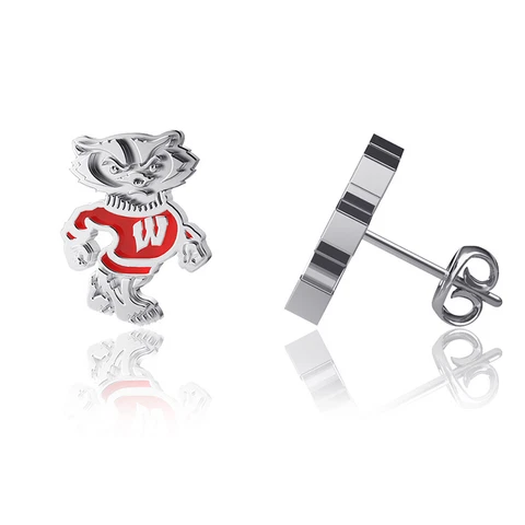 Women's Dayna Designs Wisconsin Badgers Enamel Post Earrings Cover