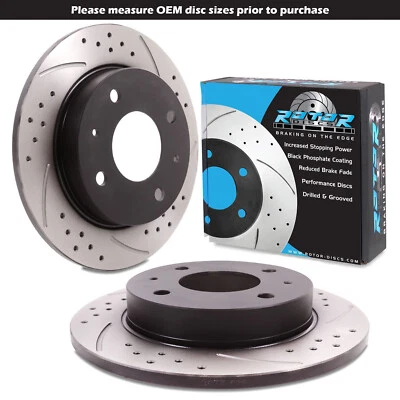 DISCOS DE FRENO TRASEROS RANURADOS PERFORADOS 300mm para mitsubishi evo vii viii ix 6 7 8 9 - Imagen 1 de 4