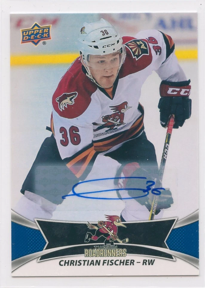 16/17 UPPER DECK AHL AUTOGRAPH AUTO SP #122 CHRISTIAN FISCHER ROADRUNNERS *52014 - Image 1 of 1