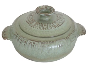 Vintage Frankoma Covered Casserole 7V Prairie Green Mayan Aztec 1 Quart Capacity - Picture 1 of 10