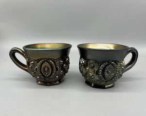 Pair Northwood Amethyst Carnival Glass Memphis Punch Cup 1908- - Picture 1 of 9