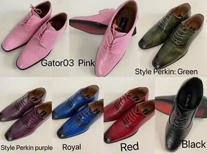 Men's  Alligator Crocodile Fashion Oxford Faux Leather Dress Shoes Size 7.5--13 - Picture 1 of 19