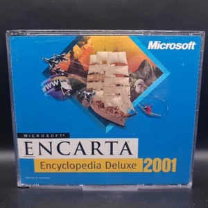 Microsoft ENCARTA Encyclopedia Deluxe 2001 CD-ROM PC 3 Disc Set Complete CIB VG - Picture 1 of 13