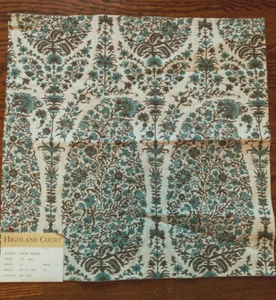 HIGHLAND COURT Malaba in Aqua 17 1/4 x 17 1/2" Paisley Woven Fabric Sample - Picture 1 of 3