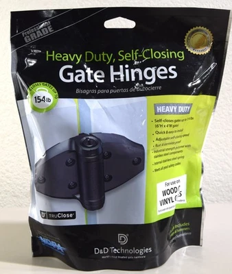 D&D Heavy Duty Self Closing TruClose GATE HINGES (2) for Up To 154lb Gates - NEW - Image 1 of 3