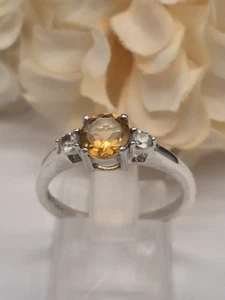 Sterling Silver Citrine And Topaz Dress Ring. TGGC. Size N1/2 - Picture 1 of 9