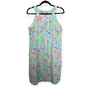 Nuevo con etiquetas Vestido Charlie Paige Talla M Sin Mangas Playa Azul Rosa Tropical Floral - Imagen 1 de 4