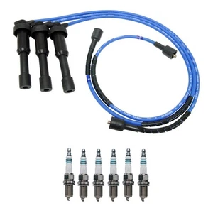 NGK 7mm Wire Set 6 Denso Iridium Spark Plug Kit For Amanti Santa Fe 3.5L V6 - Picture 1 of 1