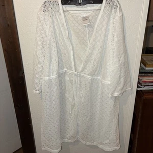 Catalina Badeanzug Überwurf 2xl weiß halbtransparent Netz Pool Strand Überwurf zum Binden - Bild 1 von 7