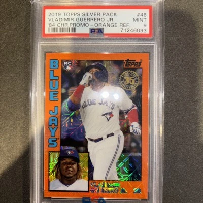 2019 Topps Vladimir Guerrero Jr 1984 RC 02/25 Chrome Orange Ref PSA 9 Pop 9 - Image 1 of 4