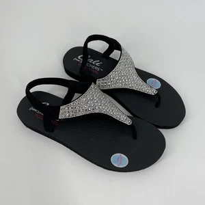 Sandalias negras de espuma de yoga Cali de Skechers con correas plateadas brillantes talla 11 - Imagen 1 de 5