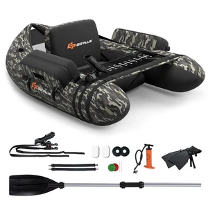 Tubo flotante inflable de pesca Costway con correas ajustables bolsillos de almacenamiento - Imagen 1 de 10