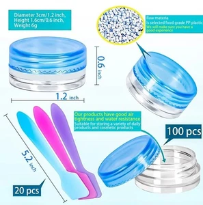 MotBach 100 Pcs 3g Empty Plastic Containers with Lids,Tiny Makeup Sample Cont... - Picture 1 of 4