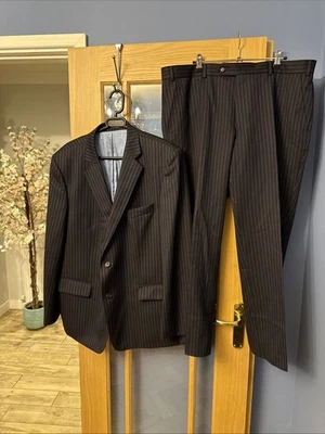 MAGEE Ireland Pinstripe Men's Pure New Wool Suit 46 S  40 S Trousers Dark Blue - Image 1 of 4