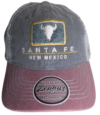 Santa Fe New Mexico Hat Trucker Snapback Prefade Gray & Maroon Adjustable Adult - Image 1 of 4