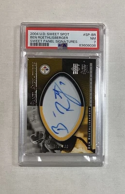 Tarjeta de novato autografiada firmada por Ben Roethlisberger 2004 cubierta superior/100 PSA 7 Foto 1 de 2