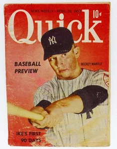 Revista rápida Mickey Mantle 1953 cubierta 20 de abril vintage béisbol Yankees - Imagen 1 de 4
