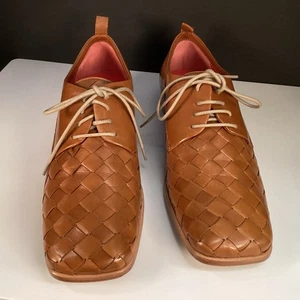 Pas de Rouge hellbraune geflochtene Damen Leder Schnürschuhe Gr. 39 (EU) Gr. 8 (US) - Bild 1 von 13