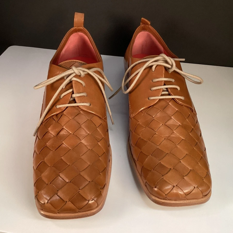 Pas De Rouge Zapatos con Cordones de Cuero Trenzado Tostado para Mujer Talla 39 (UE) Talla 8 (US) Foto 1 de 4