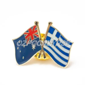 Australia & Greece Friendship Pin - Badge Collar Australian Flag Greek Brooch - Picture 1 of 2
