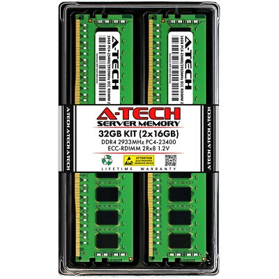 A-Tech 32GB 2x 16GB 2Rx8 PC4-23400R DDR4 2933MHz ECC REG RDIMM Server Memory RAM - Image 1 of 4