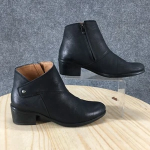 Bussola Boots Womens 38 Andy Ankle Bootie Button Black Leather Slip On Block - Picture 1 of 20