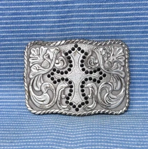 Western Blumen Schnörkel Kreuz Gürtelschnalle religiös Cowboy Cowgirl Enmon .TYC461 - Bild 1 von 8