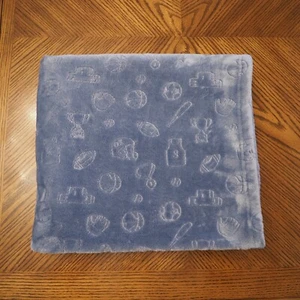 OEKO-TEX Sports Theme Blue Soft Plush Baby Blanket 30" x 40" - Picture 1 of 2