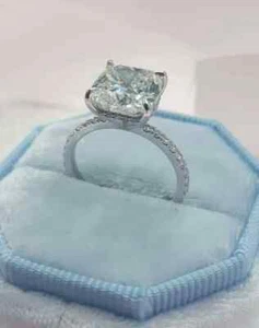 2Ct Cushion Cut Moissanite Women's Wedding Ring In 14k White Gold Plated - Picture 1 of 5
