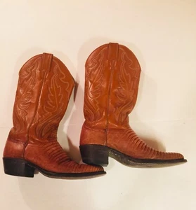 Men's Justin Size 8.5 B Lizard Skin Peanut Brittle Cowboy Boots. 12 Nails Sole - Picture 1 of 7