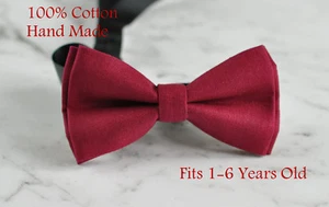 Boy Kids Baby 100% Cotton DARK RUMBA RED Bow Tie Bowtie Wedding 1-6 Years Old - Picture 1 of 4