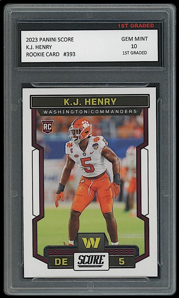KJ HENRY 2023 PANINI SCORE 1ST GRADED 10 ROOKIE CARD RC WASHINGTON COMMANDERS - Image 1 of 1