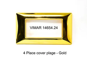 Vimar 4 Switch Plate Cover 14654.24 | Plana 3 1/2 x 1 3/4 Inch Opening Gold - Picture 1 of 3