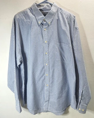 Camisa de vestir Puritan para hombre talla XL azul a rayas manga larga con botones  Foto 1 de 4