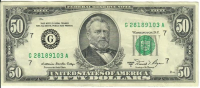 1981A 50$ FRN - Small portrait - KDO/DTR G28189103A - #15277 - Image 1 of 2