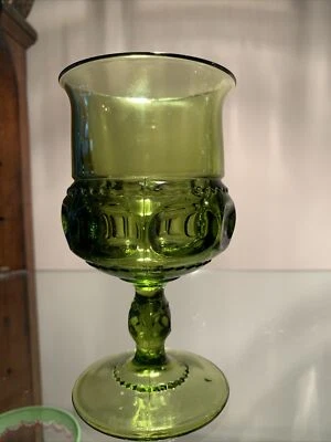 "Copas de vino de colección Kings Crown de Indiana Glass Lg, verde oliva 5 3/4"" 6 Ava" Foto 1 de 4