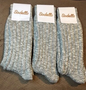 3 pares de calcetines clásicos para botas Sodello para hombre talla única verde/blanco mármol acanalados nuevos con etiquetas - Imagen 1 de 2