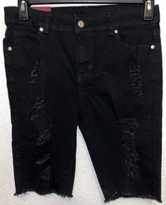 Ling Distressed abgeschnittene Damenshorts Größe 11/12 schwarz - Bild 1 von 6